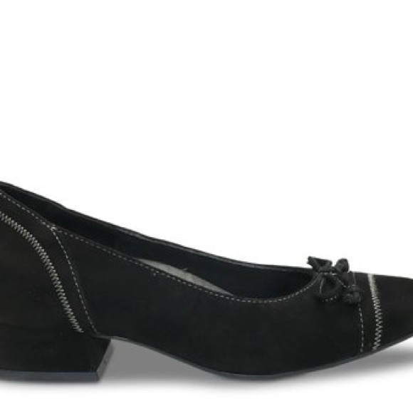 David Tate Heritage black suede square toe pump with block heel 7.5 W - Picture 2 of 16